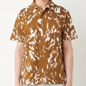 TED BAKER London Camel  Mirin Abstract Print Short Sleeve Pique Cotton Polo 5